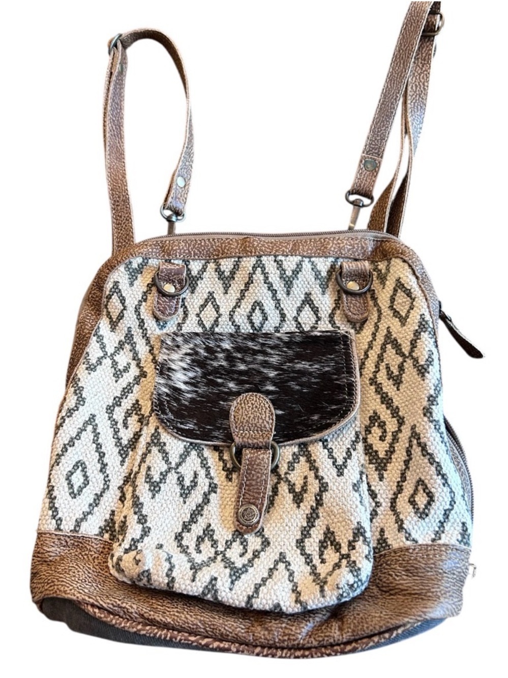 Myra Aztec Backpack Western Convertible Leather Cotton